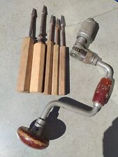 Vintage Stanley No 78 10 inch Ratchet Brace Hand Drill and Drills set picture