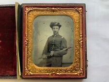 Civil War US Soldier Tintype Infantry Sword in Hand picture