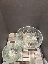 Vintage Pasori Indonesia Embossed Heavy  Glass Salad Bowl with 3 Serving Bowls picture