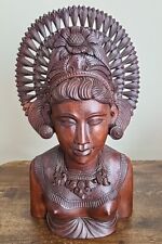Vintage Wood Hand Craved Klungkung Bali Figurine Woman picture