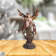 Autumn Tree Fairy Holding Clear Faux Crystal Ball Statue 13