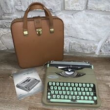 1950’s OLD HERMES ROCKET Green Portable Typewriter Case Switzerland Instructions picture