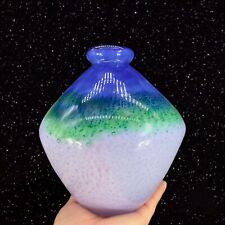 Multicolor Art Glass Vase Thick Glass With Bullicante Green Pink Blue Glass Vase picture