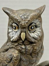 Vintage Hand Painted Horned Owl Ceramic Figurine Mid Century Bohemian picture