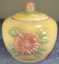 Vintage Hull Yellow Sunglow Pottery Grease Jar Pink Floral USA 53 IMPERFECT picture
