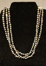 3 Strand Black Glass Bead Necklace with Silver Tone Fittings - West Germany picture