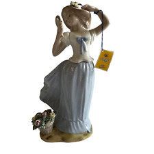 Vintage Porcelain Figurine Girl With Flowers Tengra Valencia SPAIN Handmade 12