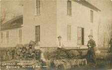 Postcard RPPC Wisconsin Ontario Men cutting logging lumber occupation 23-9528 picture