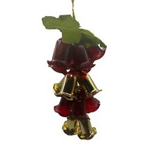 Vintage Glass Bell Cluster Ornament With Red & Gold Accents picture