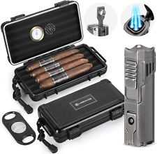 Cigar Travel Humidor and Cigar Lighter Set, Portable Travel Cigar Case with Humi picture