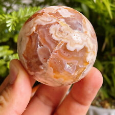 TOP 227G Natural Cherry blossom agate Sphere Ball  Quartz Crystal Healing A574 picture
