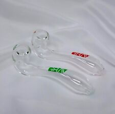 GRAV 6 Inch Classic Glass Sherlock Clear Colored Logo Glass Pipe picture