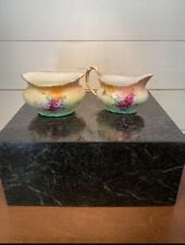 Creamer and Sugar Bowl - Vintage Porcelain - Hand Painted - Pink Roses picture