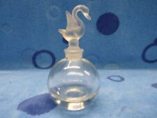 Vintage Clear Glass Weighted Perfume Bottle With Frosted Swan Stopper picture