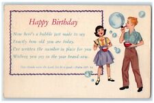 c1910's Happy Birthday Children Playing Bubbles Unposted Antique Postcard picture
