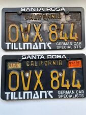 Vintage Black & Yellow License Plate California plates 1963 - Pair OVX 844 picture