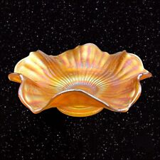 Fenton Glass Stippled Rays Scale Band Exterior Iridescent Bowl Marigold 6.5”W 2” picture