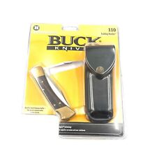 Buck Knives 110 Folding Hunter 420HC 0110-00-P Woodgrain Sheath NOS Vintage picture