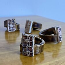 Set Of 4 Handmade Studio Pottery Napkin Rings Beautiful Brown Design picture