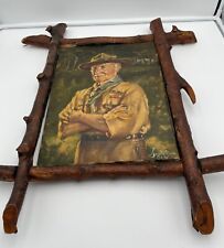 Original Baden Powell oil Boy Scout painting signed picture