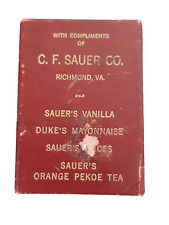 Vintage C.F. Sauer Co. Playing Cards Complete Red Deck in Box With Sleeve picture