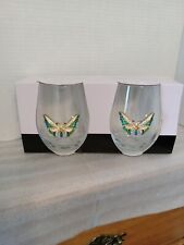 2 Rachel Zoe Jeweled Butterfly Wine Glasses new in box picture