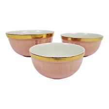 Vintage Hall's Superior Mixing Bowl Set 3 Pc Pink Gold Basketweave Mid-Century picture