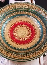 VERY RARE VINTAGE REVERSE HAND PAINTED MULTICOLORED GLASS BOWL, MADE IN TURKEY picture