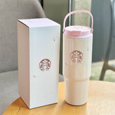 Starbucks China 2024 Spring Sakura Pink 27oz SS Double Drink Straw Cup Tumbler picture