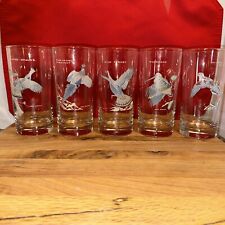 Set of  5 Ned Smith Game Bird Gold Highball Glasses Vintage picture