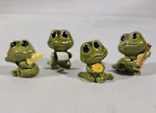 Vintage Neil The Frog Ceramic Figurines Set of 3 Daisy Umbrella Accordion Guitar picture
