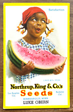 Vintage ink blotter Northrup King & Co. Seeds Advertising Card Girl & watermelon picture