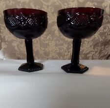 Avon Vintage Cape Cod Ruby Red Glass Wine Goblets Set Of 2 picture