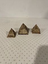 3 Vintage Egyptian Faux Stone Pyramids Decor 2.5”-1.75” Figurines  Architecture picture