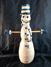 Vintage Bujno Studio Stoneware Pottery Snowman Sculpture  ~ Signed picture