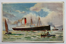 1908 Ship Postcard Cunard Line RMS Ivernia & Saxonia Queenstown Paquebot Cancel picture
