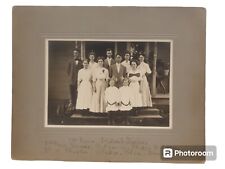Antique Family Photgraph Twin Girls 1900s Victorian House Dresses Siblings Men picture