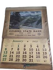 1952 Citizens State Bank WALNUT IL Vintage Wall Calendar Stored In Plastic Xxy picture