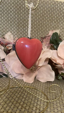 Hallmark Ornament Heart Art Photo Locket Frame Pink Porcelain Keepsake Gift picture