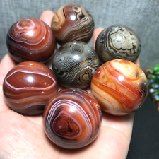 422g 7PCS Madagascar Crazy Lace Silk Banded Agate ball reiki healing +base 398 picture