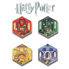 HARRY POTTER PIN SET (4pcs) All Hogwarts House Common Rooms Enamel Brooch Lot picture