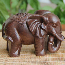 Retro Handmade Wooden Carved Elephant Lucky Statue Home Craft Ornament  Decor picture
