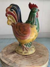 Vintage Folk Art Porcelain Colorful Rooster Figurine Farmhouse Decor picture