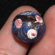 Genuine Ancient Mosaic Gabri Glass Bead with Glitter Pattern in Good Condition picture