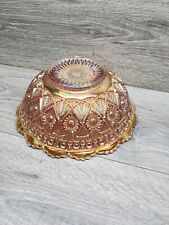 Imperial Iridescent Marigold Carnival Style Press Glass Star Bowl Dish Vintage picture