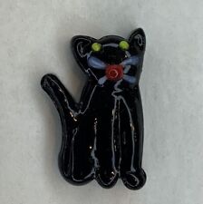 Festive Treasures Mini Glass Halloween BLACK CAT Tiny Collectible Figurine - New picture