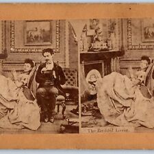 c1880s Bashful Lover Ignoring Man House Interior Stereoview Real Photo Comic V29 picture