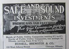 1916 Ad Pacific Gas & Electric Co WA Bonds Public Utility Russell, Brewster & Co picture