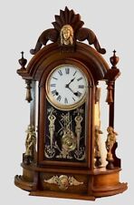 Ansonia Triumph Mantel Clock 1880s Antique Cherubs chimes Pendulum Tested works picture