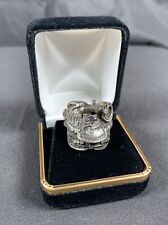 ✨Roy Rogers Size 11.5 Engraved Sterling Nickel Silver Western Horse Saddle Ring picture